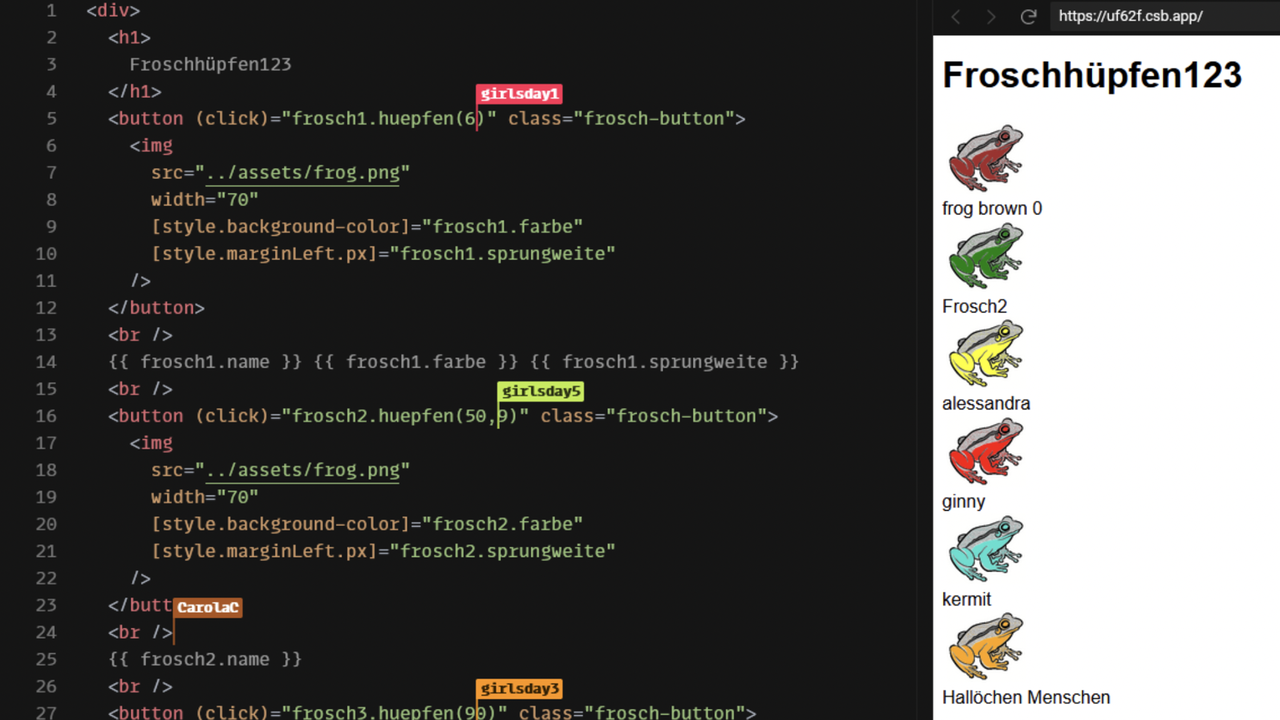 Froschhüpfen Programmieren