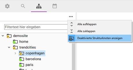 Deaktivierte Strukturknoten anzeigen Sophora CMS Deaktivierte Strukturknoten anzeigen Sophora CMS