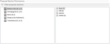 Proposal section permissions Proposal section permissions