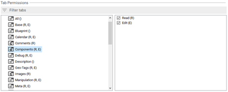 Tab permissions Tab permissions