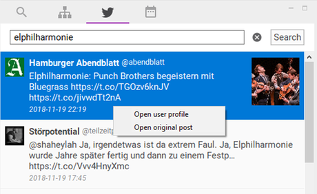 Sophora Add-on Social Media Search and Quote - open the profile of the author or the post itself Sophora Add-on Social Media Search and Quote - open the profile of the author or the post itself