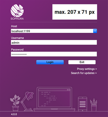 Maximum size of branding logo is 207 x 71 pixels