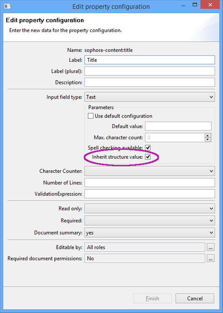 Property Configuration for Inheriting Structure Values