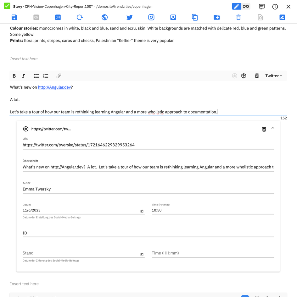 Sophora MobileClient: Editing paragraph properties