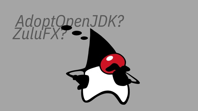 Java-Maskottchen "Duke" denkt über AdoptOpenJDK vs. ZuluFX nach