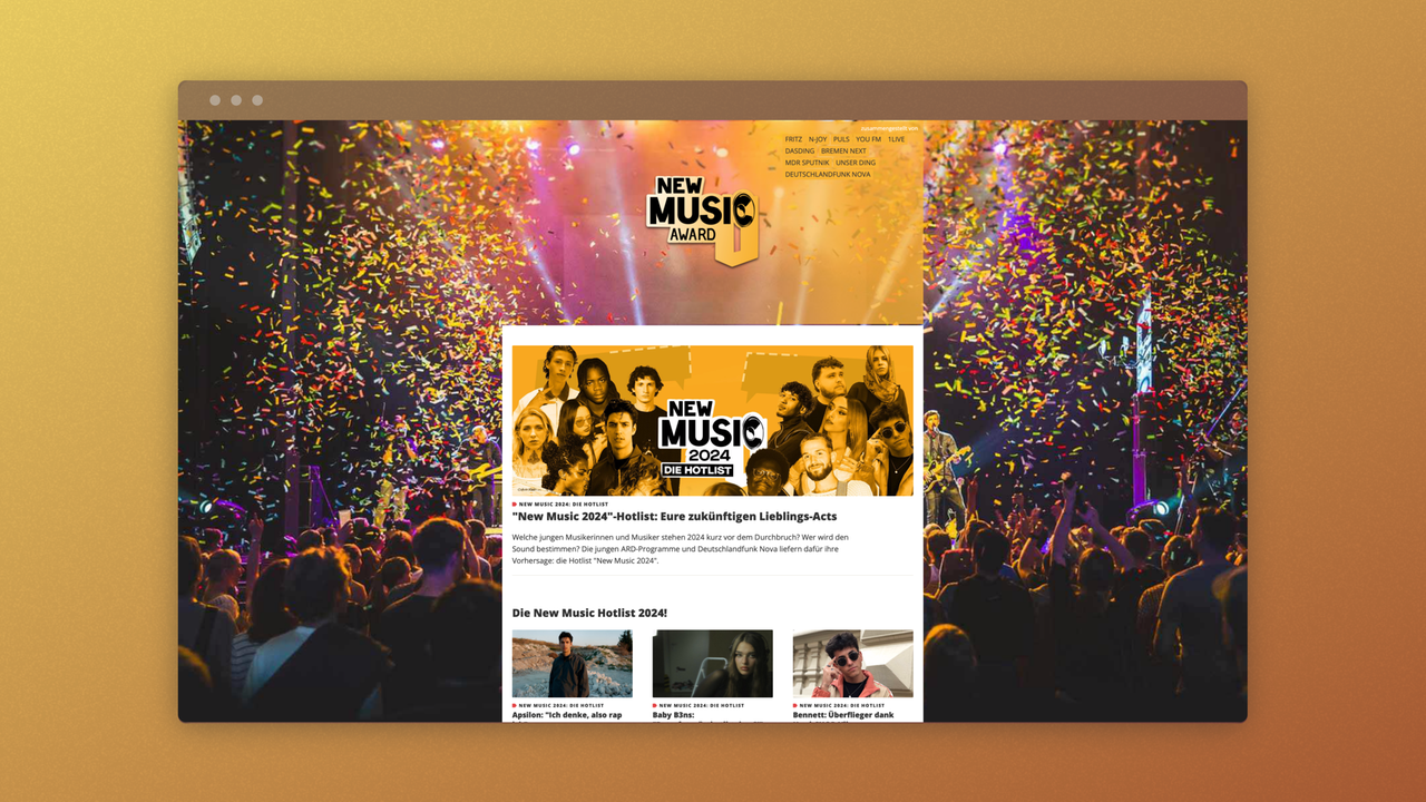 New Music Award website