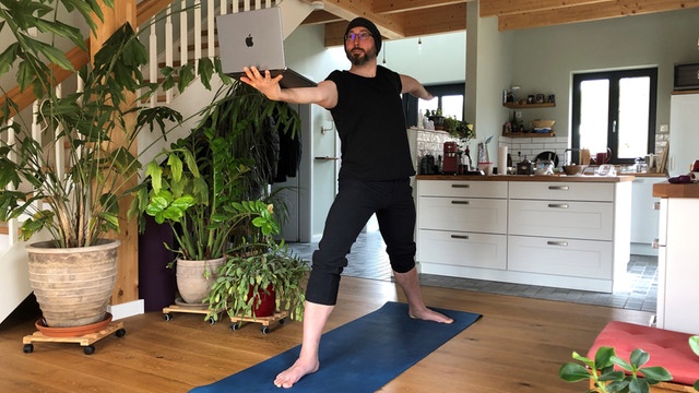 Christopher doing yoga