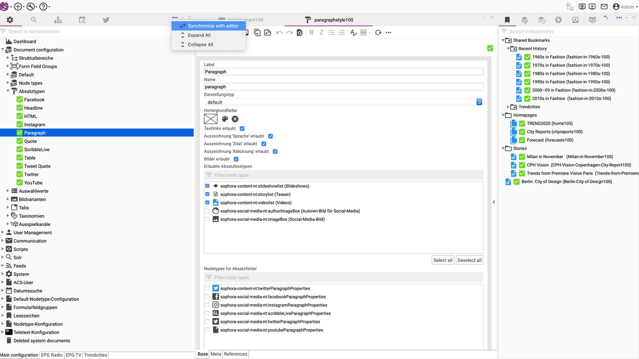 Sophora DeskClient: Mit Editor synchronisieren