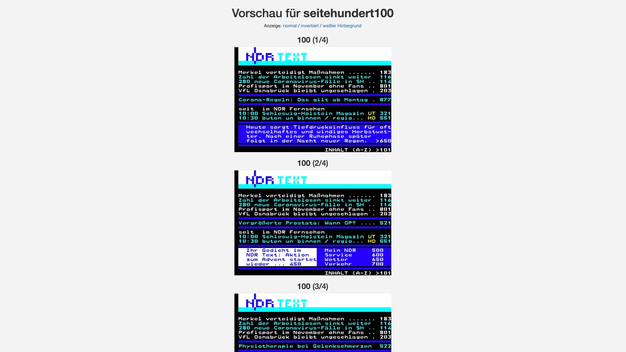 Teletext-Vorschau beim NDR